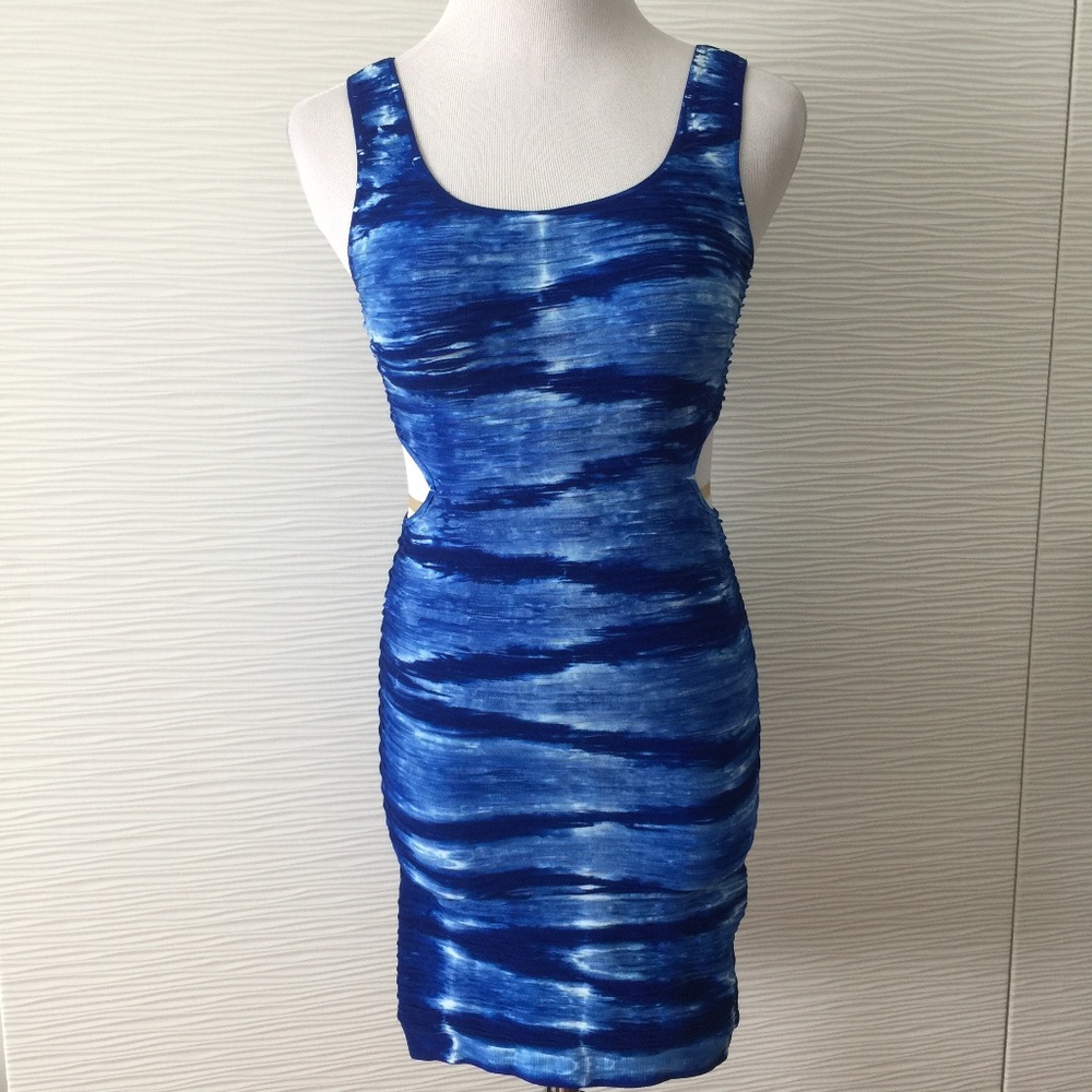 Bebe Deep Blue Tie Bodycon Dress